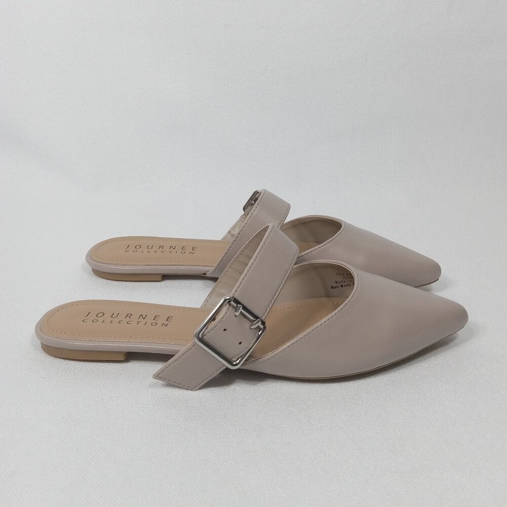 JOURNEE COLLECTION Womens Shaella Beige Slip On Pointed Toe Mules Size 9.5